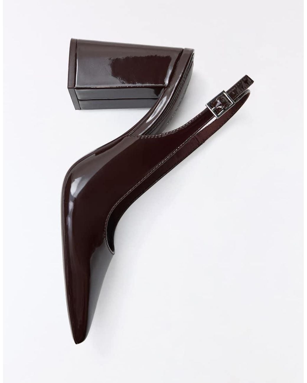 Bershka White Slingback Block Heel Shoes