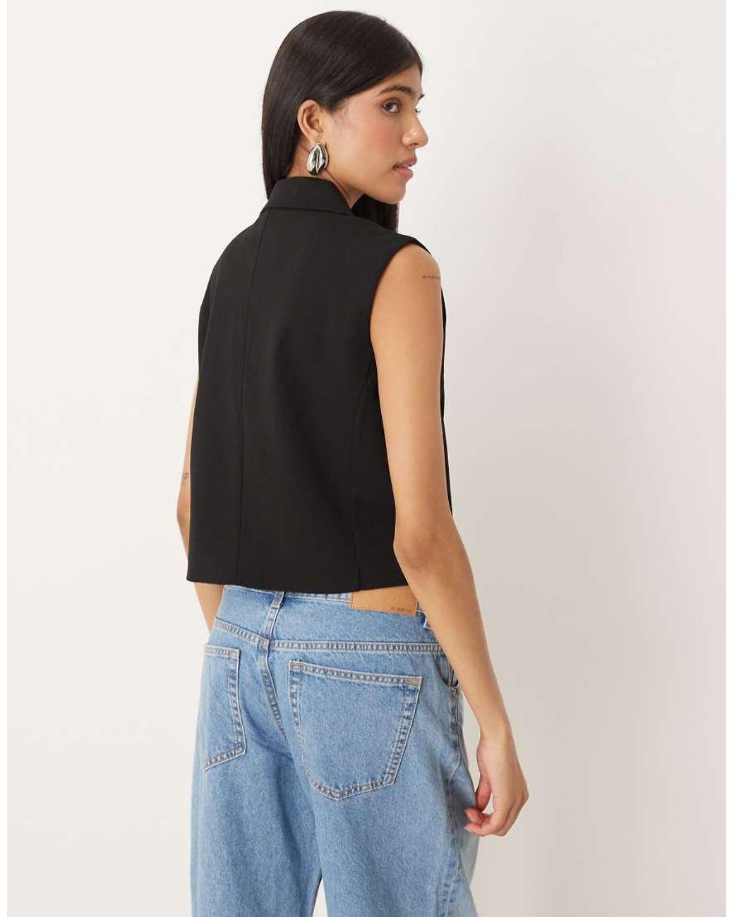 Jdy Black Cropped Waistcoat