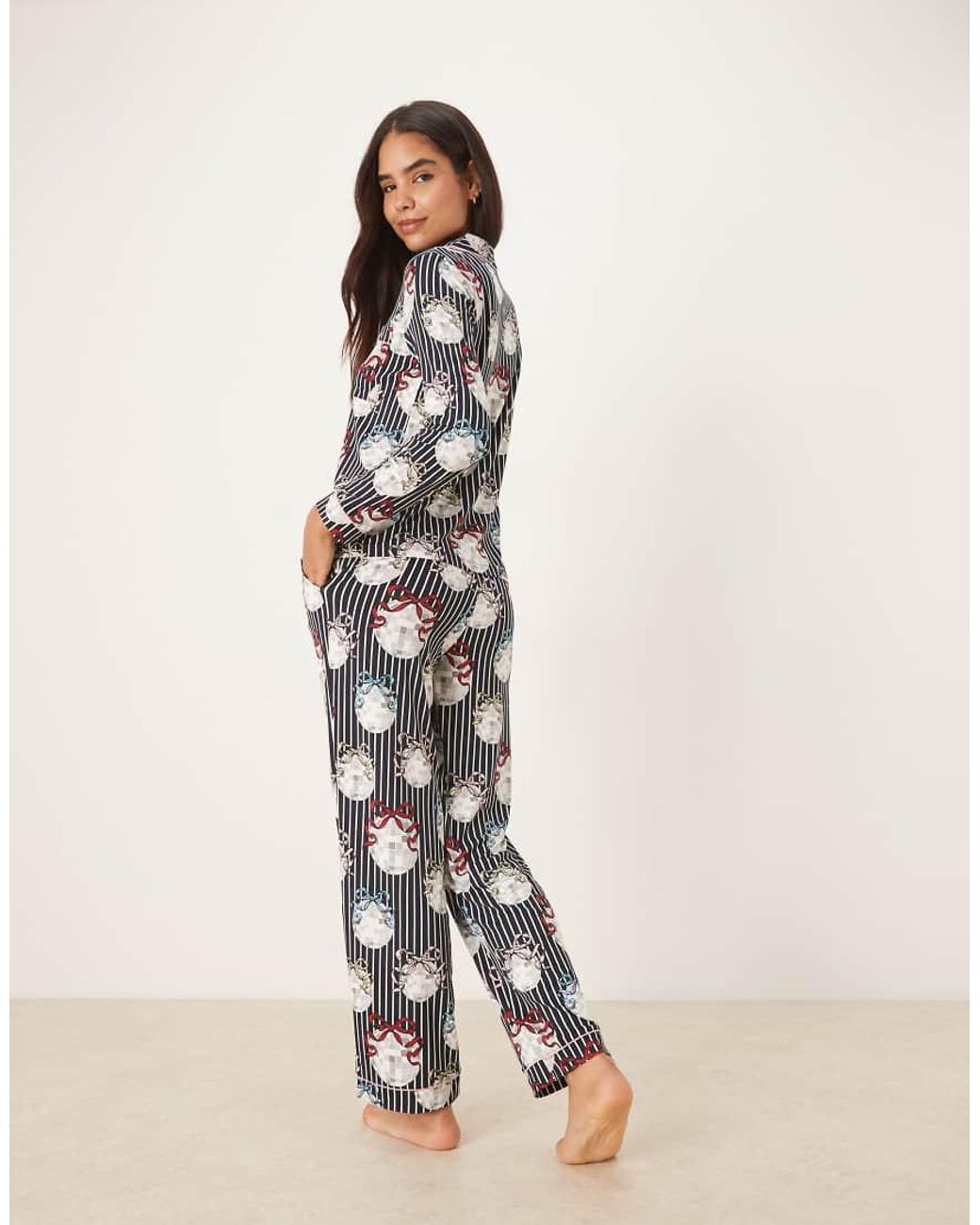 Chelsea Peers Natural Poly Long Sleeve Revere Pajama Set