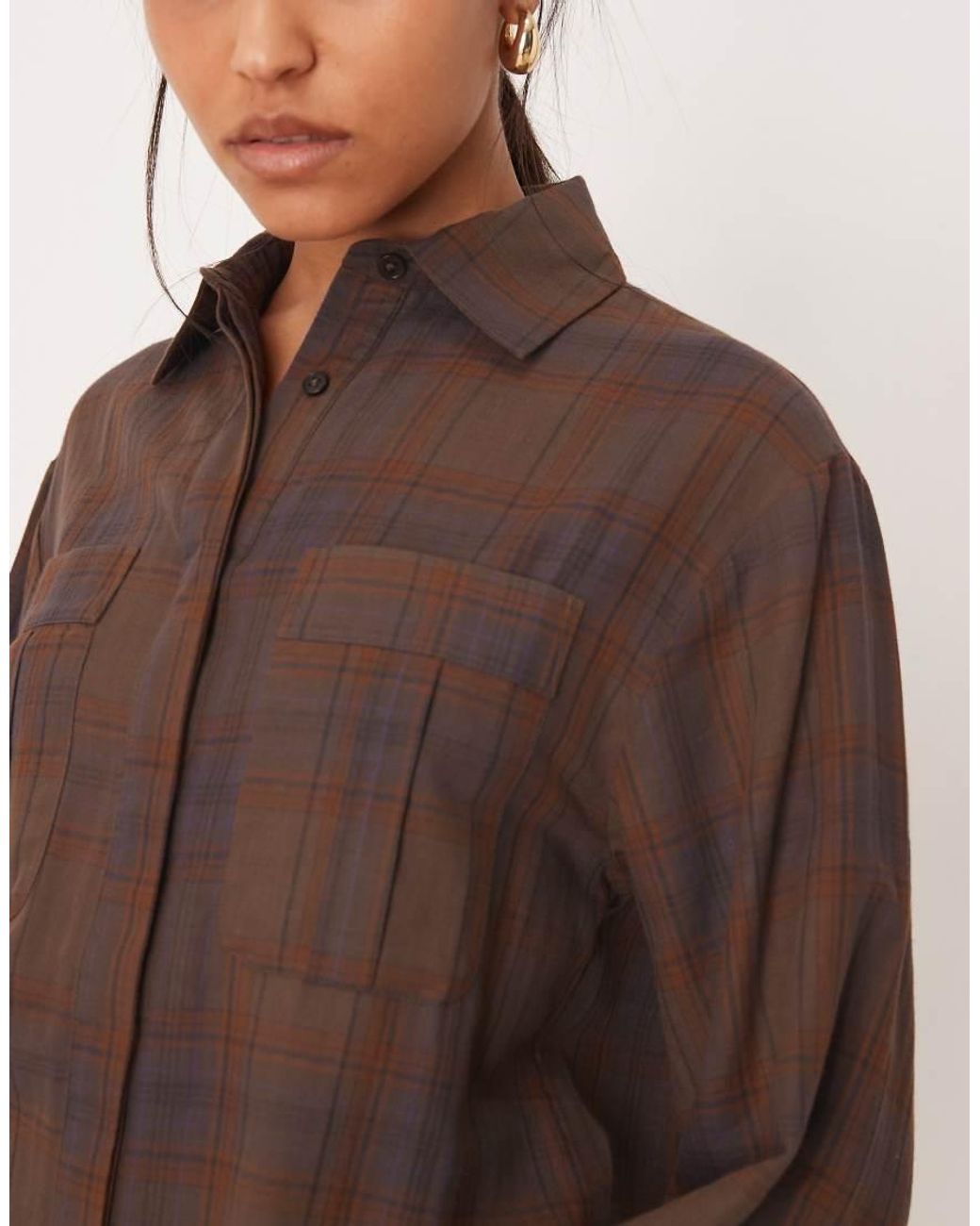 ASOS Natural Mini Shirt Dress With Wide Cuffs And Oversized Pockets