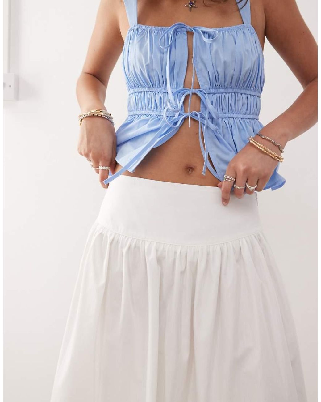 Collusion White Prairie Maxi Skirt With Pintuck Detailing