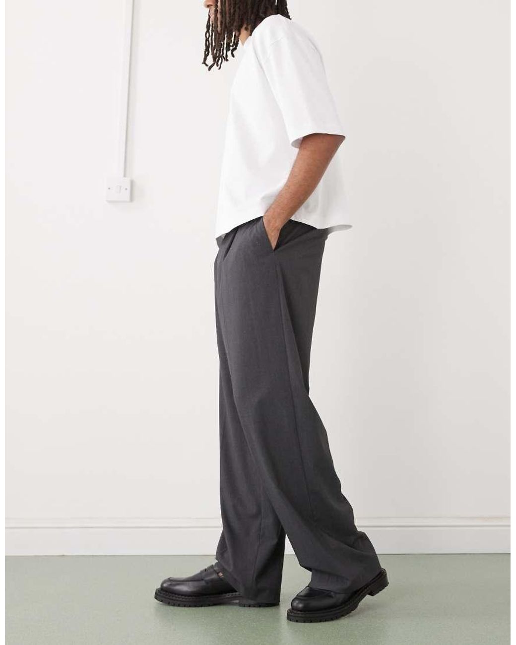 Weekday Gray Loose Fit Tailored Trousers for men