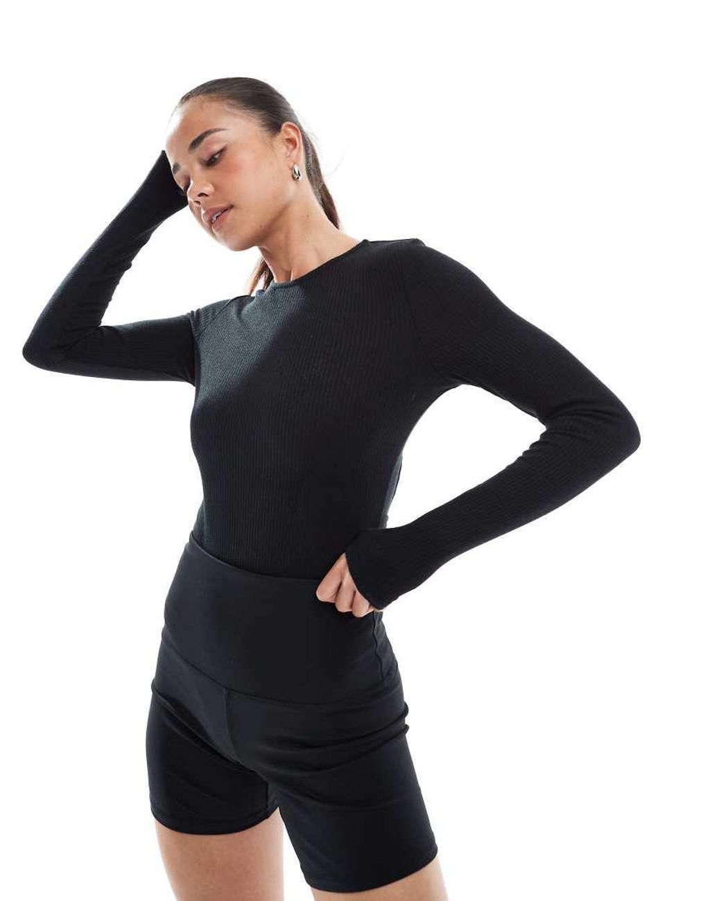 agon® Black Open Back Bodysuit