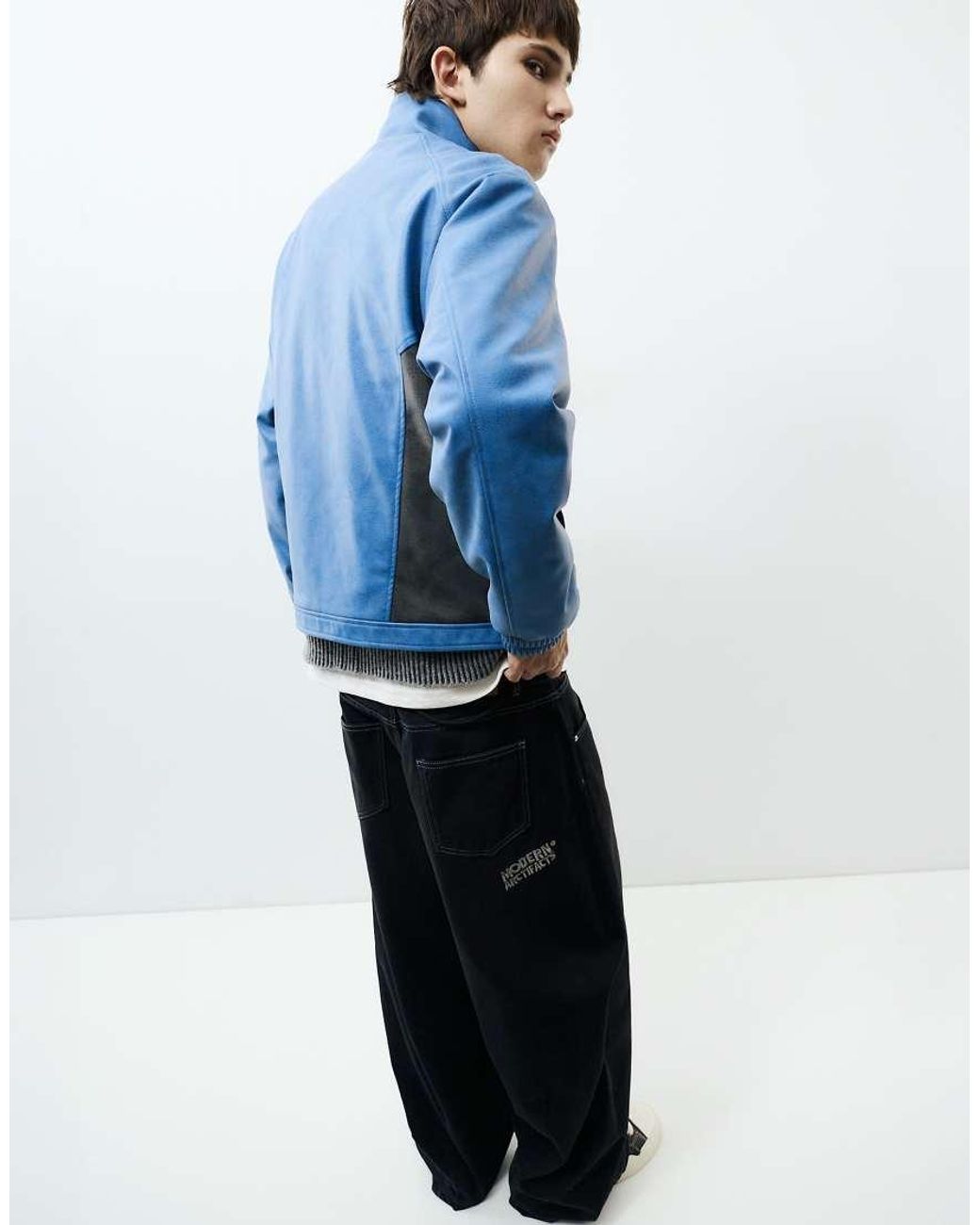 Pull&Bear Jack Met Leerlook in het Blue voor heren