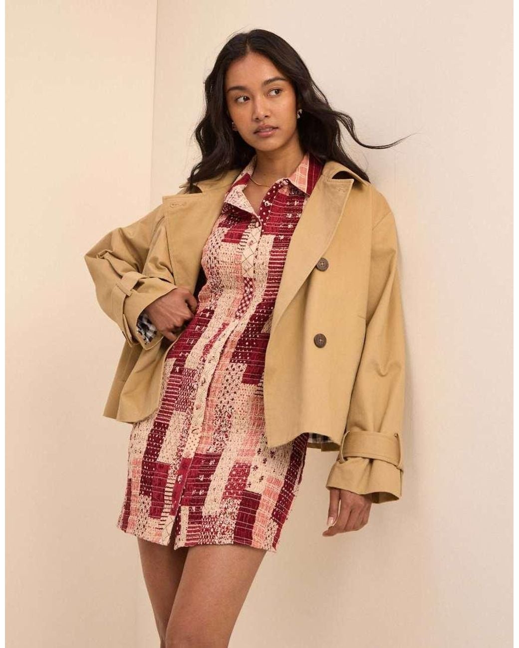 Nobody's Child Natural Patchwork Mel Mini Dress