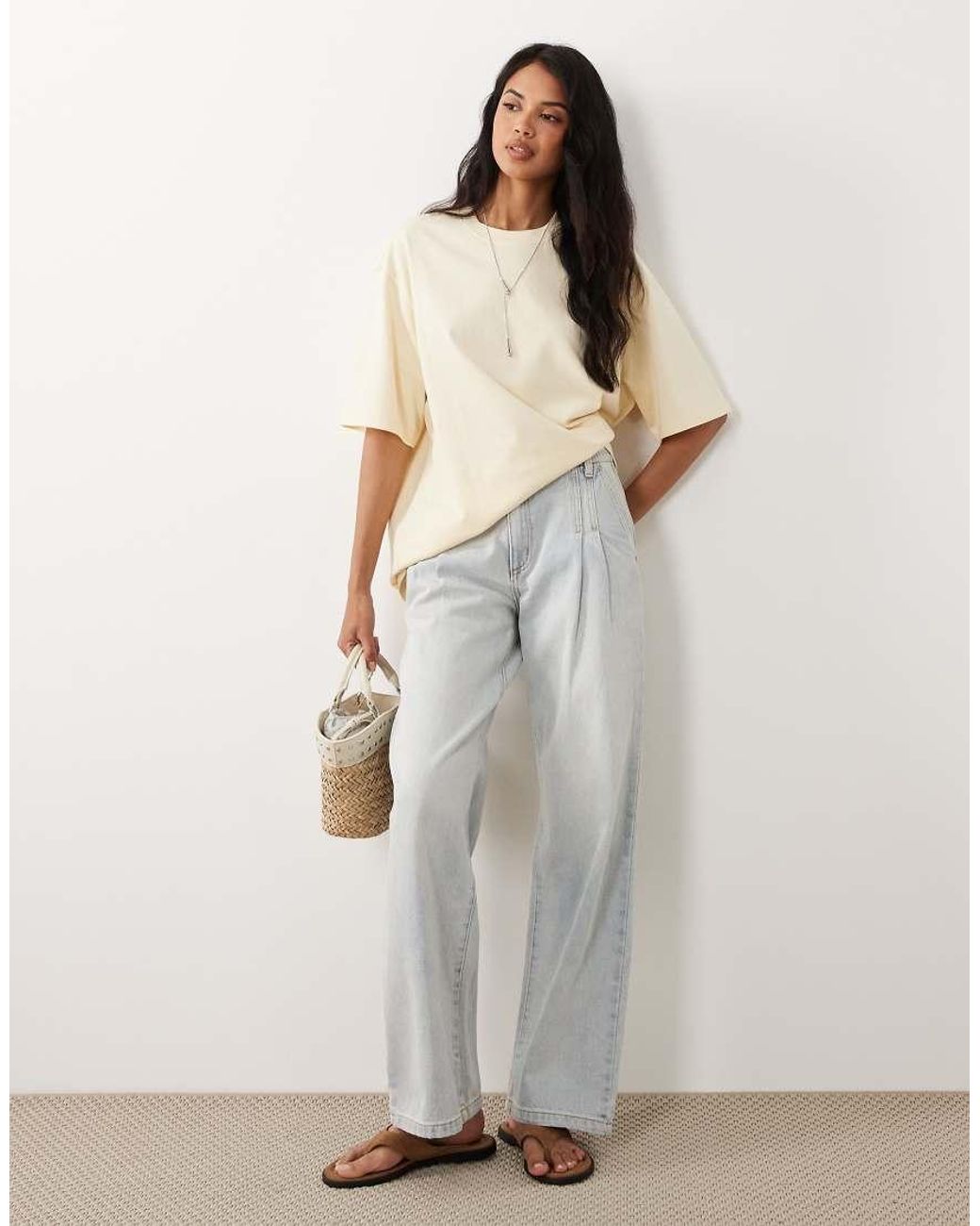Gina Tricot White Short Sleeve Oversized T-shirt