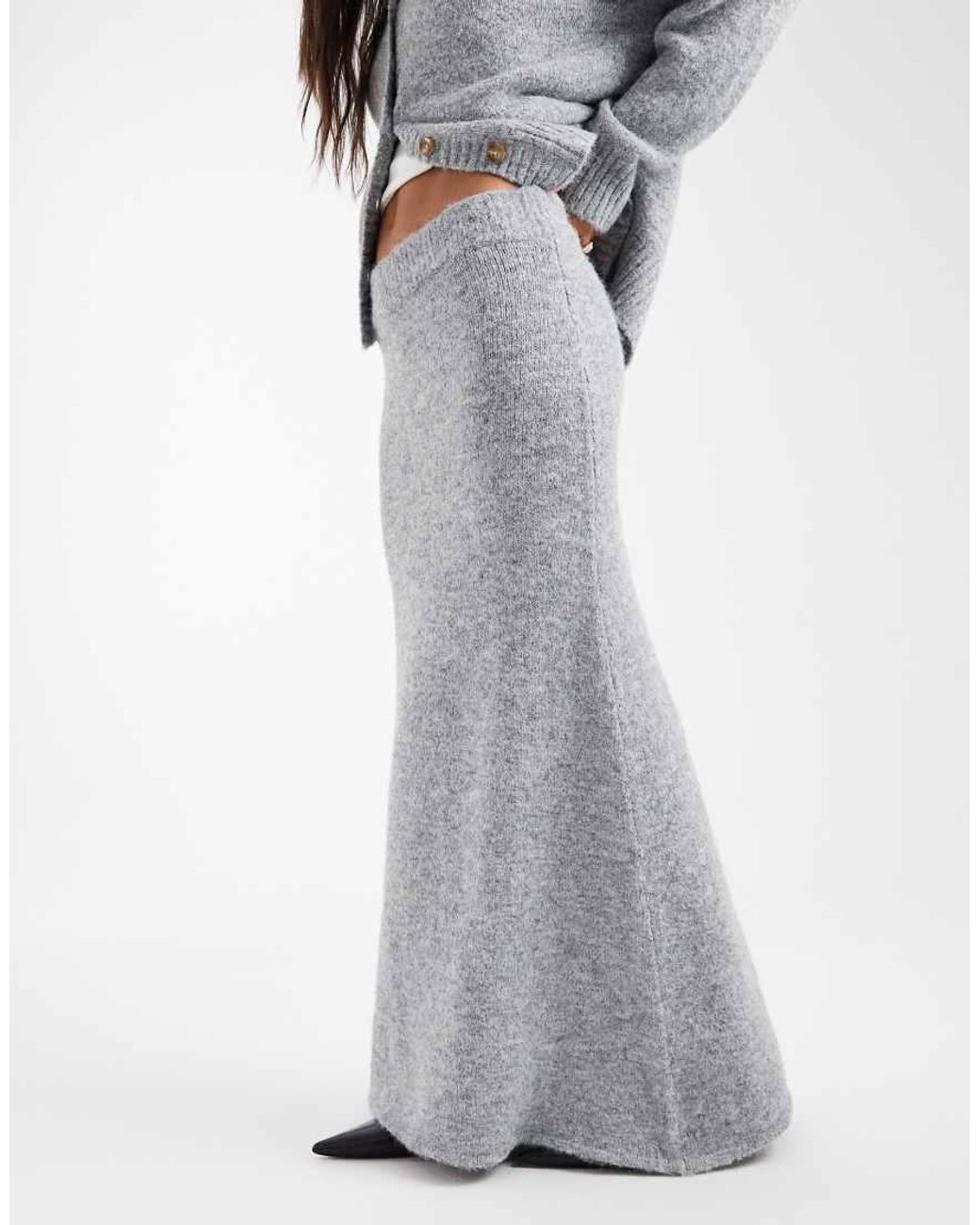 4th & Reckless White Wool Feel Knit Column Maxi Skirt Co-Ord