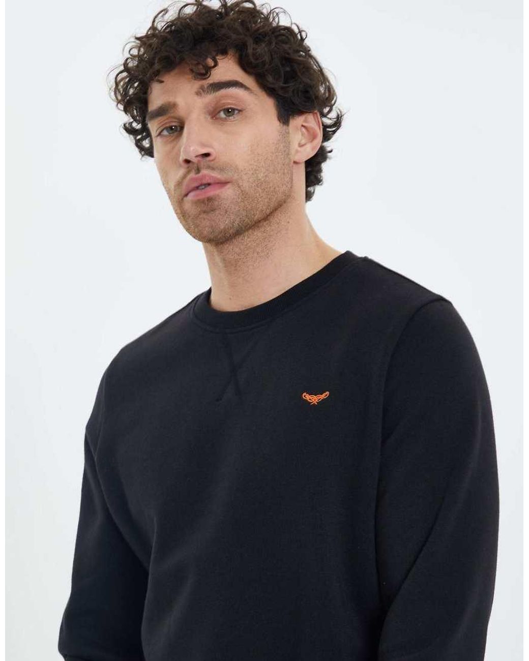 Threadbare Blue Cotton Blend Crew Neck Sweatshirt for men