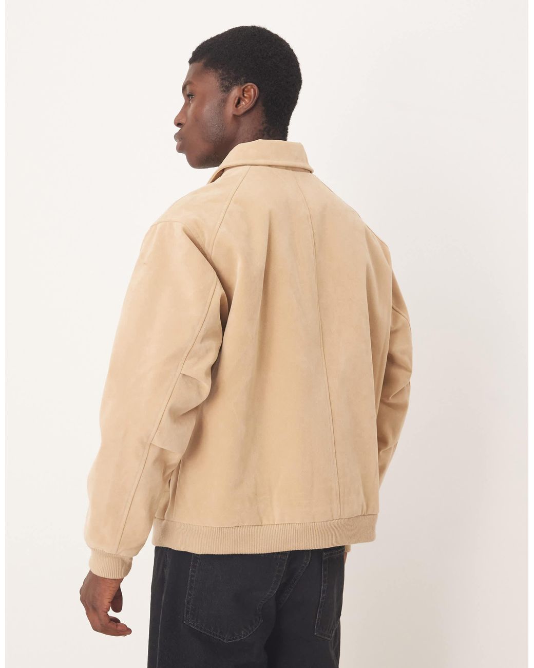 ASOS – bomberjacke aus wildlederimitat in Natural für Herren