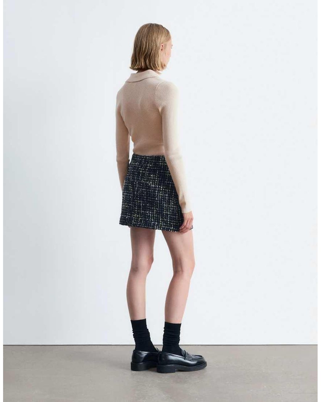 & Other Stories Black Wool Blend Tweed Mini Skirt