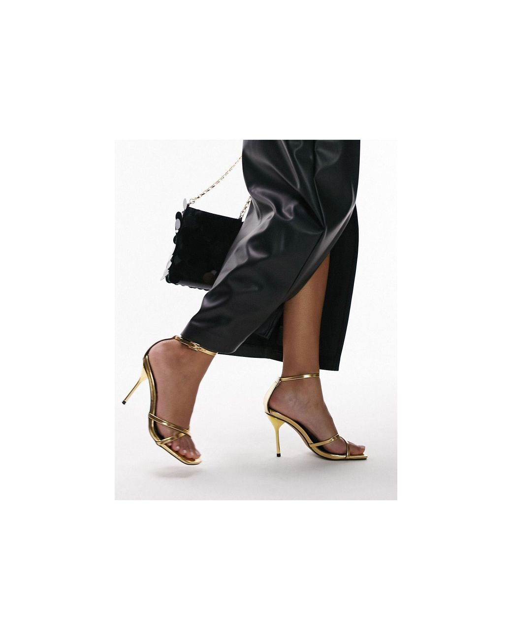 TOPSHOP Faith Strappy Two Part Heeled Sandal in Black Lyst UK