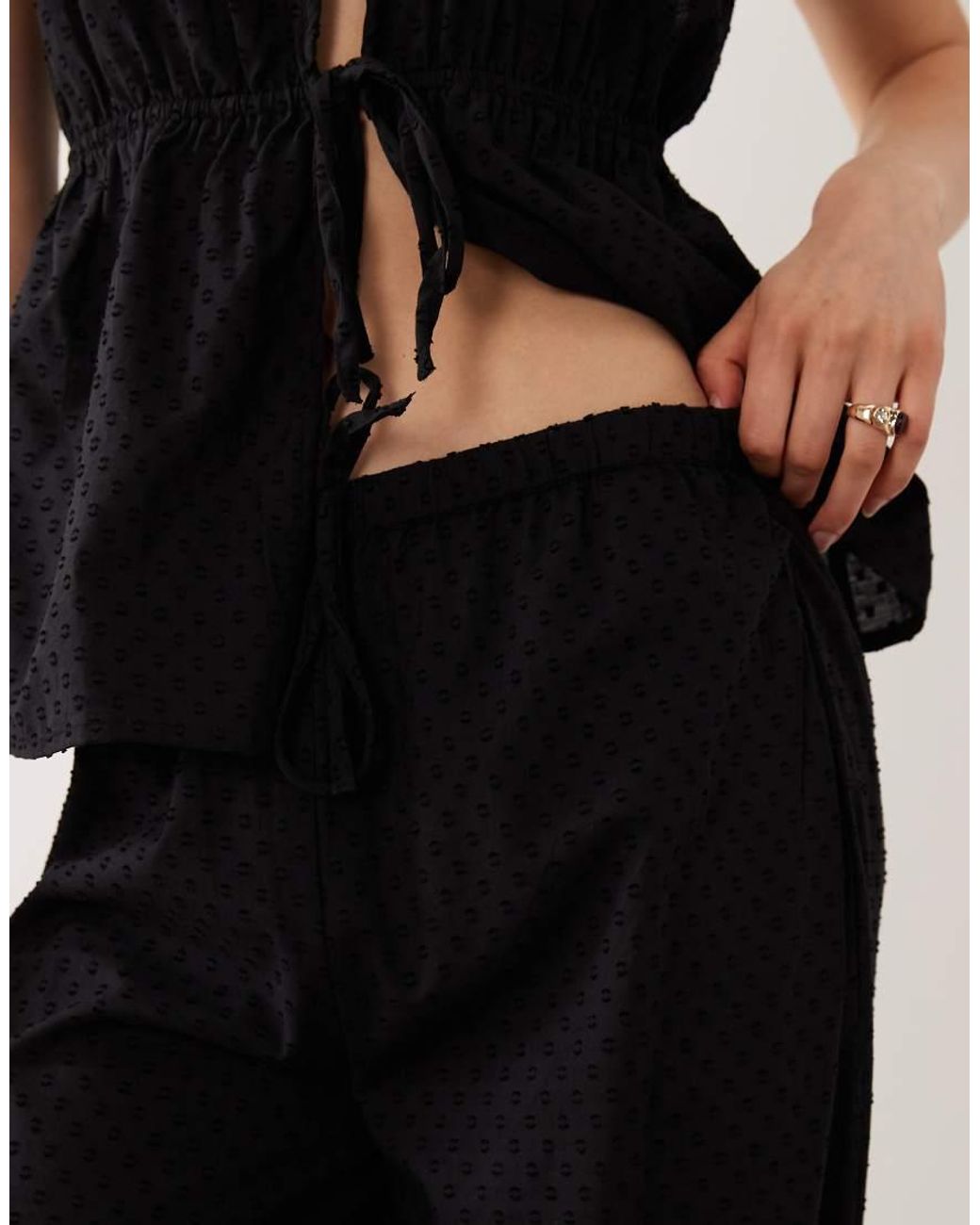 esmé studios Black Esmee Tie Front Dobby Detail Beach Trousers