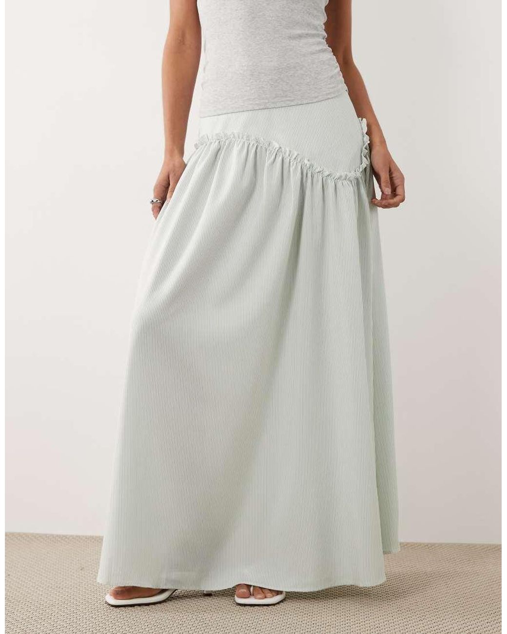 BRONZE SNAKE White Drop Waist Detail Maxi Skirt