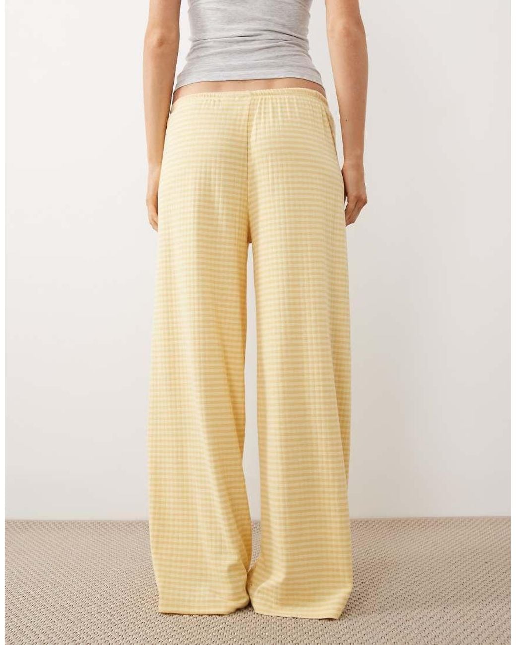 Gina Tricot Natural Supersoft Jersey Wide Leg Trousers With Drawstring Waist