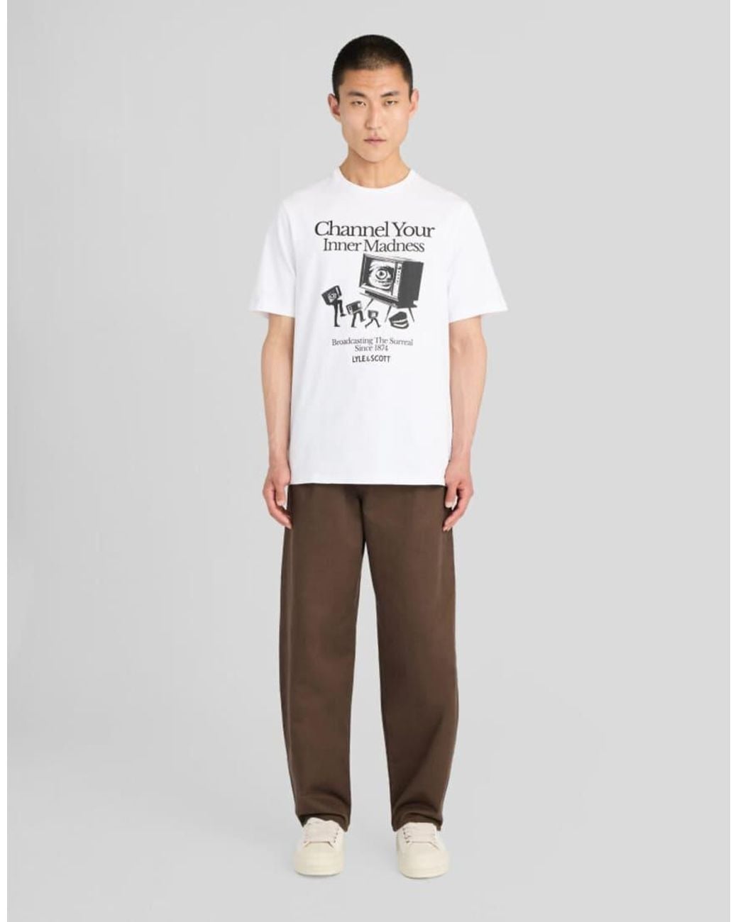 Lyle & Scott White Ls T-Shirt Tv Channel Graphic T-Shirt for men