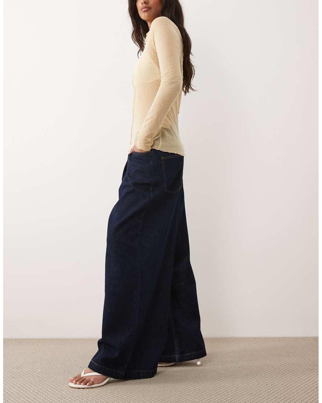 ASOS Blue Wide Leg Jean With Pleat Detail
