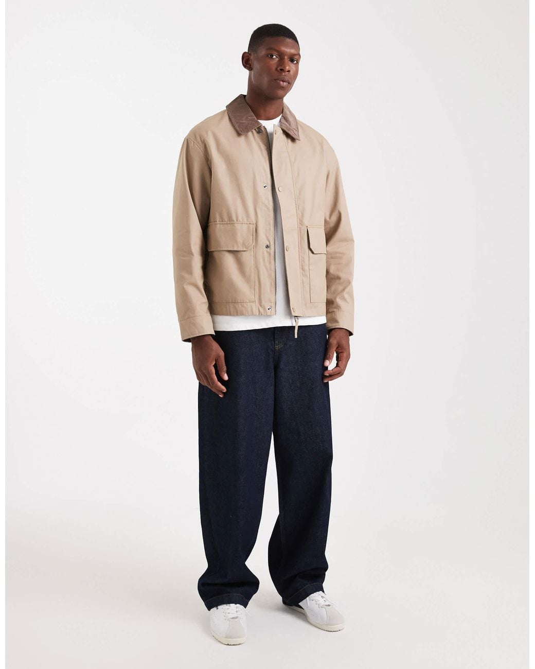 Jack & Jones Natural Worker Jacket With Cord Collar for men