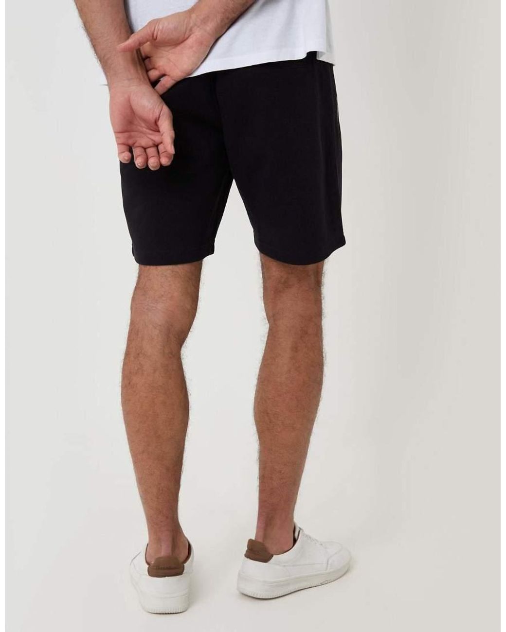 Threadbare Black Pique Pleated Sweat Shorts for men
