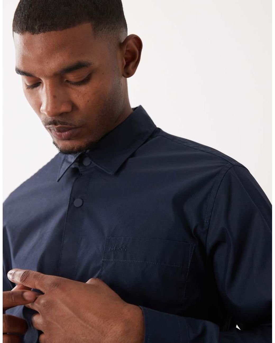Boss Blue Hugo Boss Oversized Collared Shirt for men