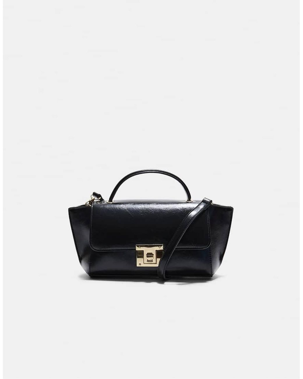 Stradivarius Black Crossbody Bag With Flap Closure