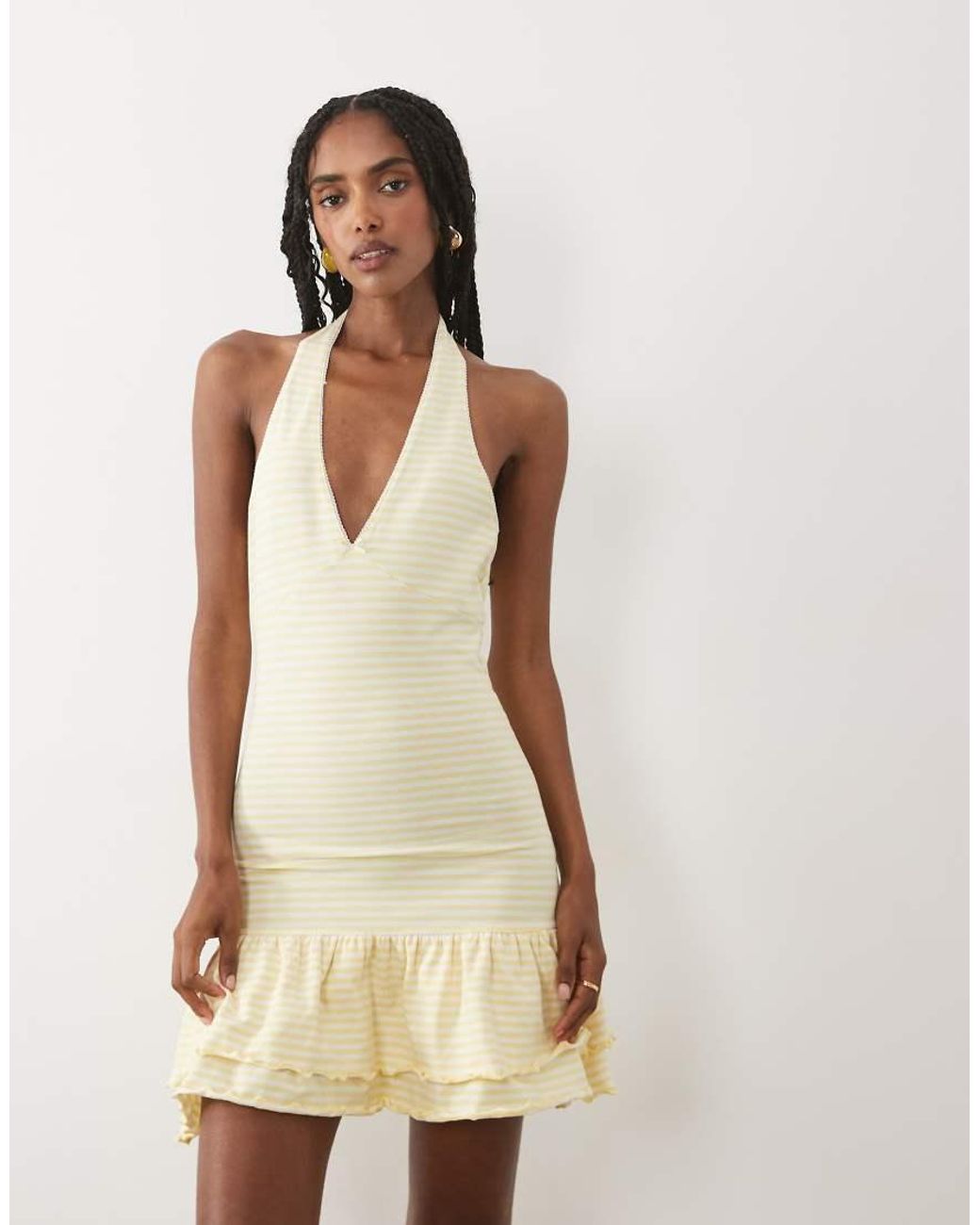 Miss Selfridge Natural Halterneck Mini Dress