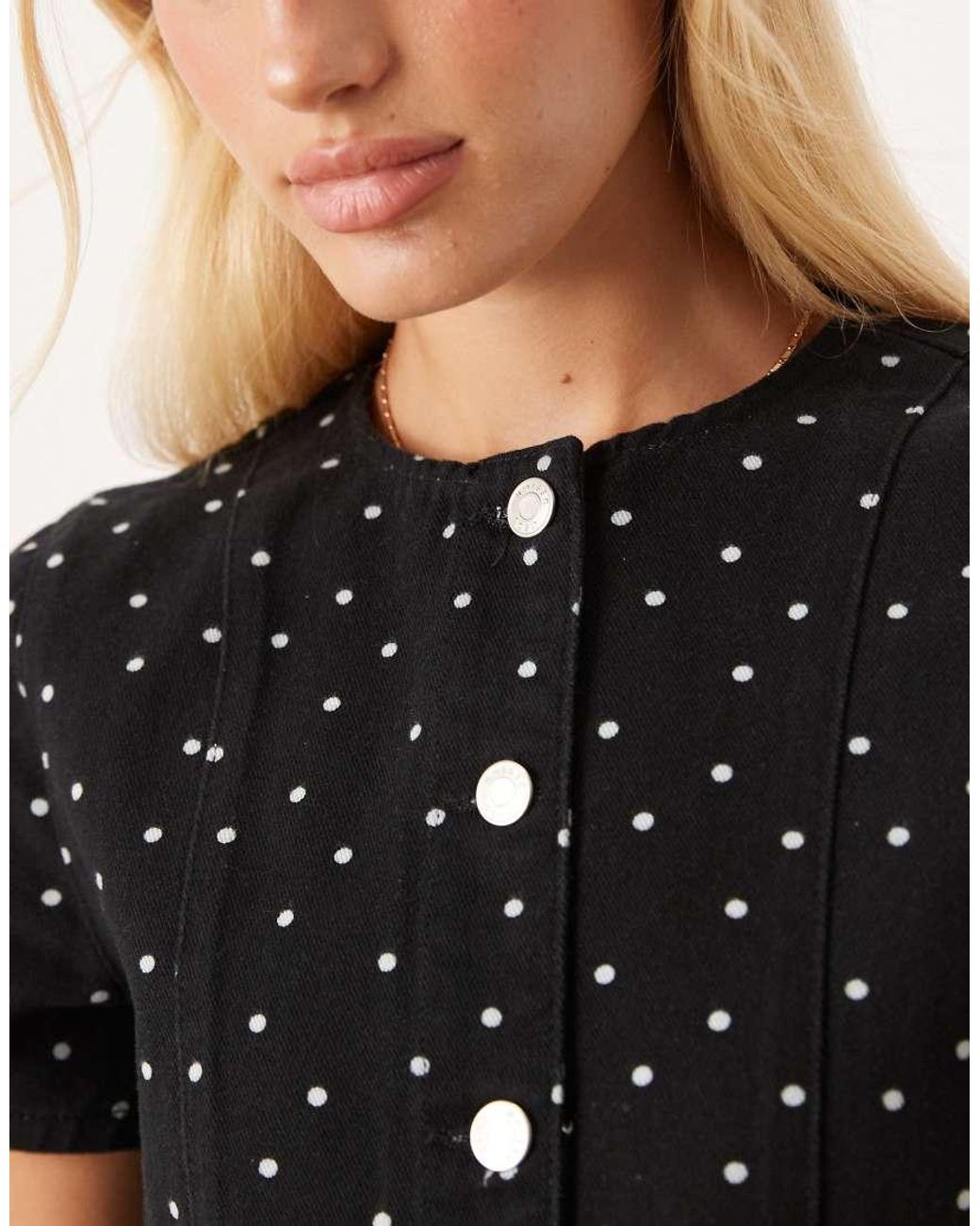 ASOS Black Denim Button Up Short Sleeve Top