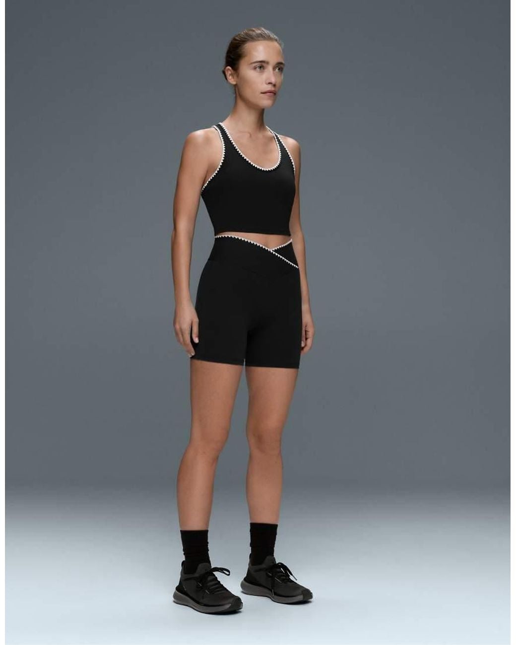 Oysho Black Comfortlux Contrast Stitch Tank Top
