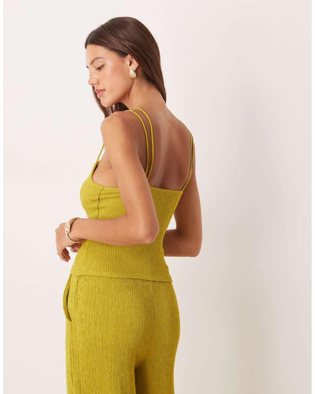 ASOS Green Co-Ord Textured Halter Neck Cami Top With Bead Detail