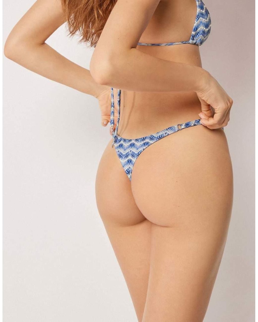 Calzedonia Blue Thong Bikini Bottoms Reflection