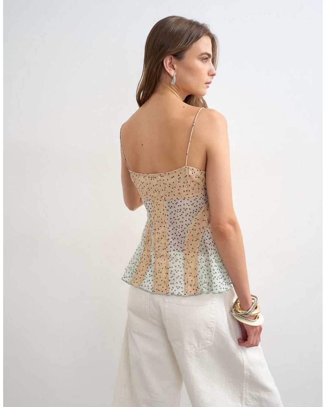 TOPSHOP Natural Sheer Seam Detail Cami Top