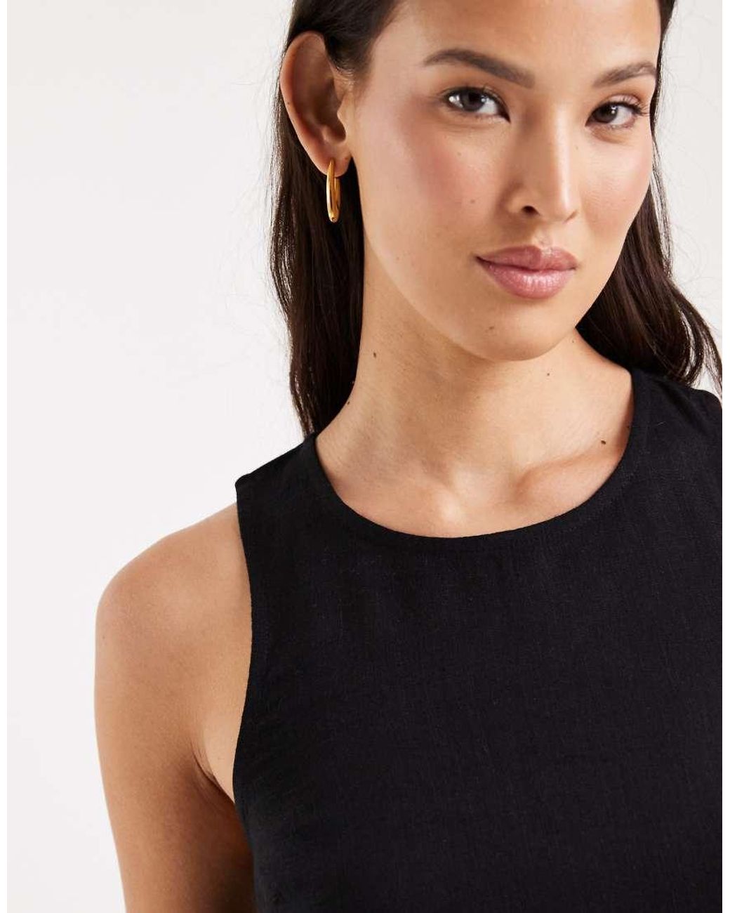 ASOS Black Linen Cross Back Scoop Neck Cami