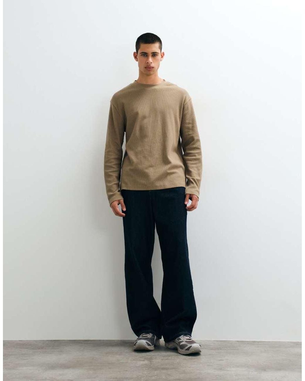 ASOS Natural Relaxed Long Sleeve T-shirt for men