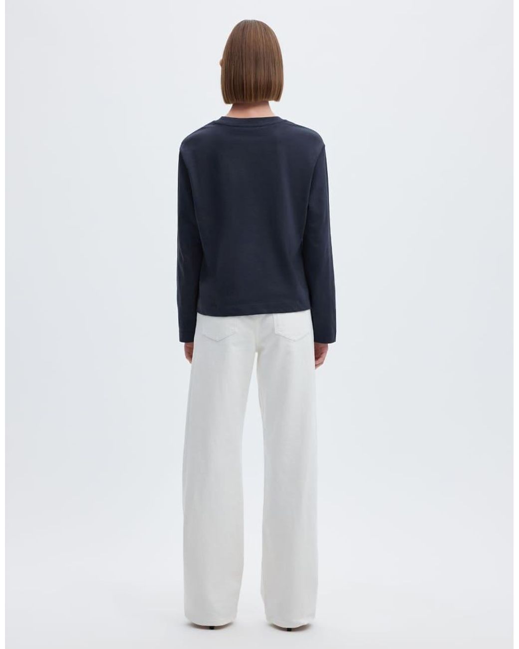 SELECTED Blue Essential Boxy Fit Crew Neck Long Sleeve T-shirt