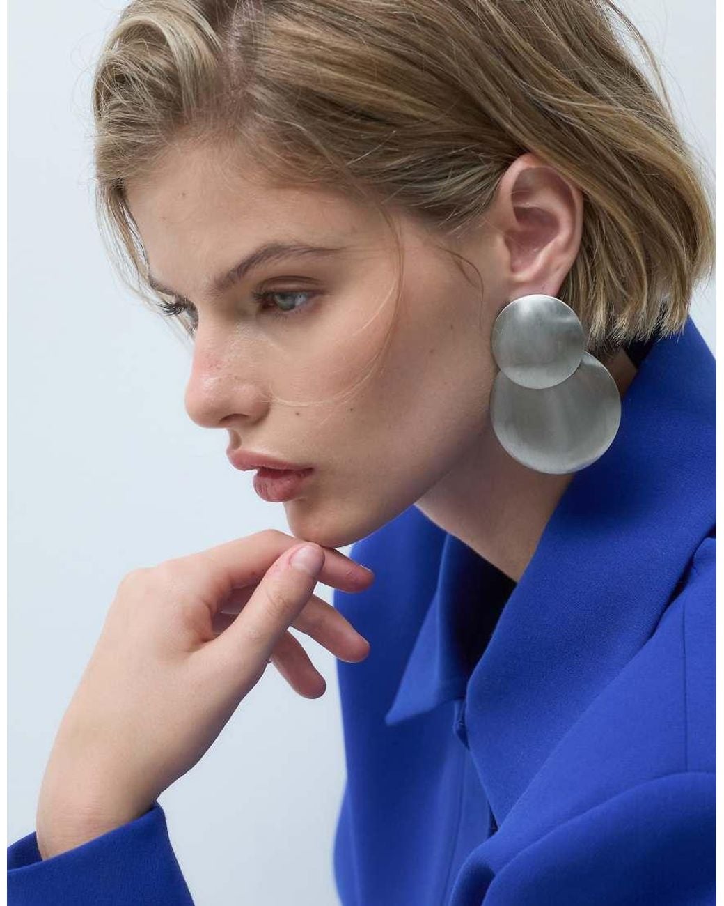 ASOS Blue Earrings With Double Drop Discs