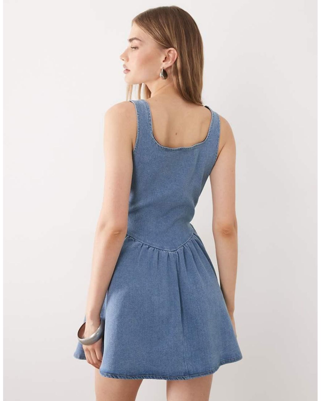 Miss Selfridge Blue Denim Corset Mini Dress
