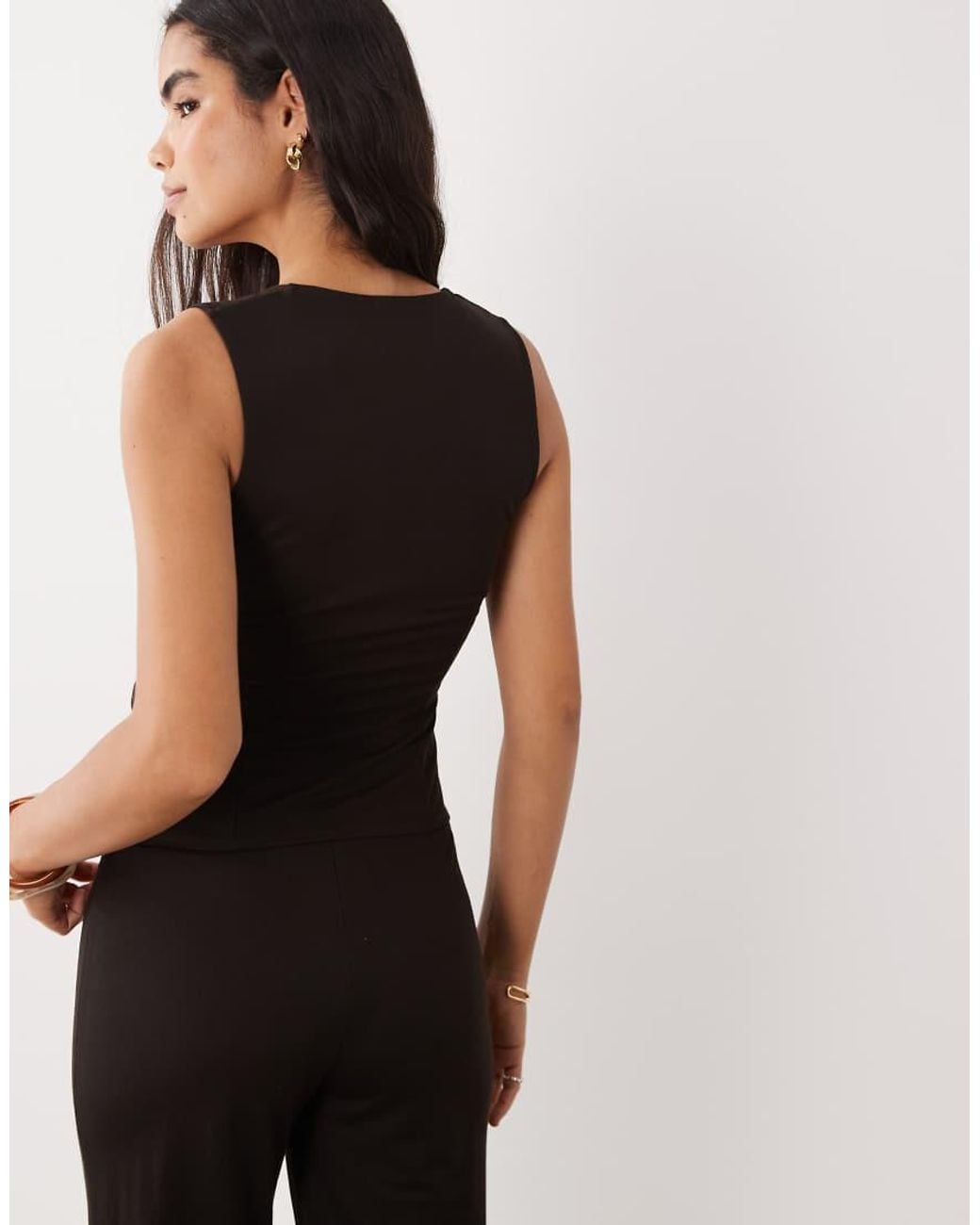 Mango Black Can V Neck Sleeveless Top Co-Ord
