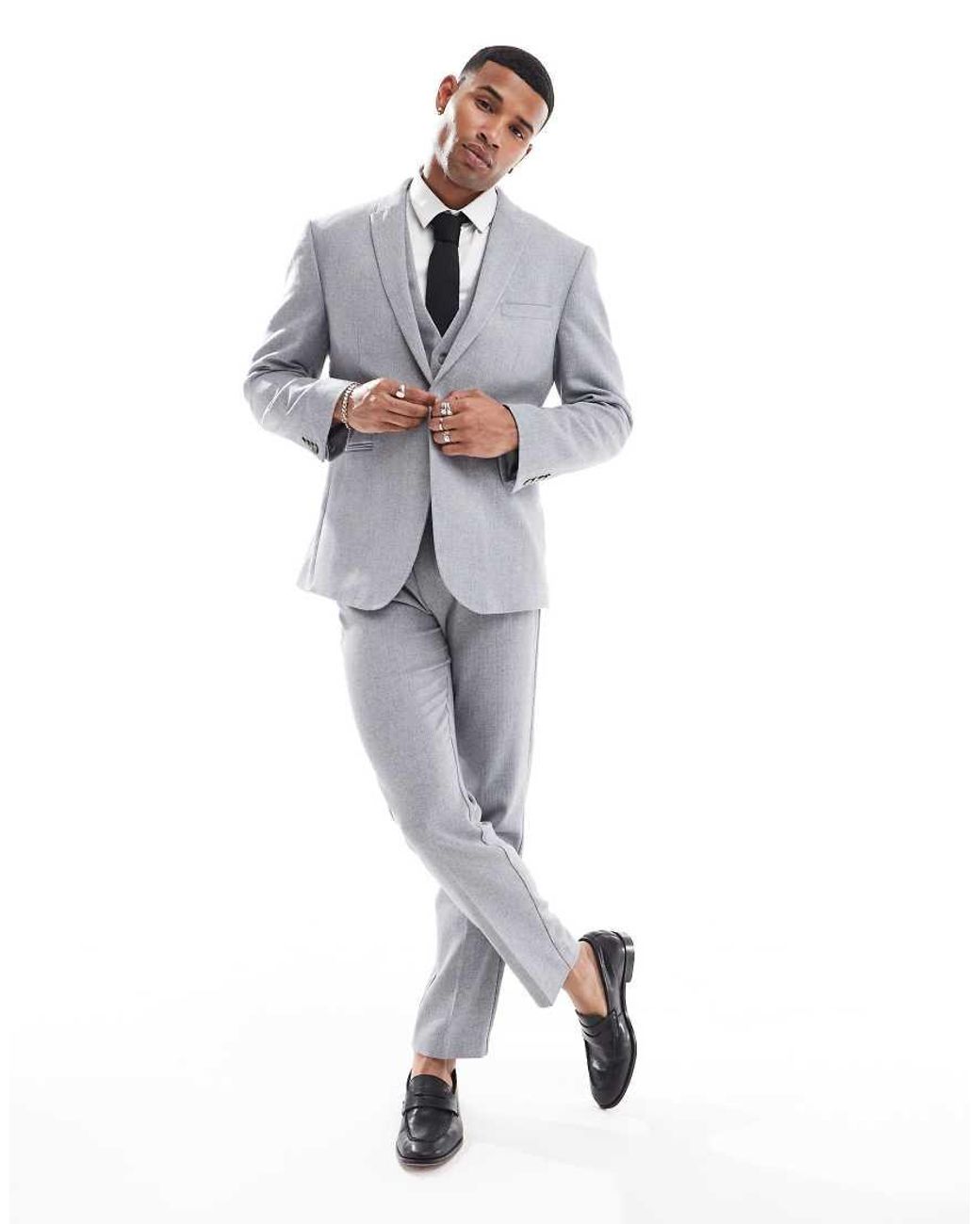 ASOS Gray Slim Fit Wool Mix Suit Jacket for men