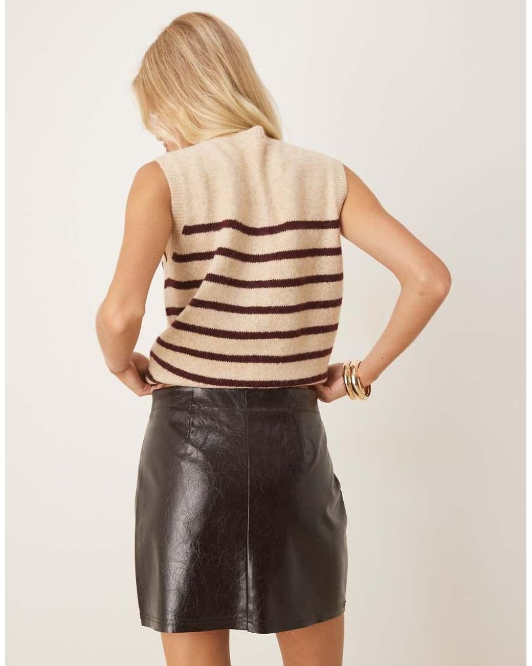 Jdy Natural Faux Leather Textu Mini Skirt