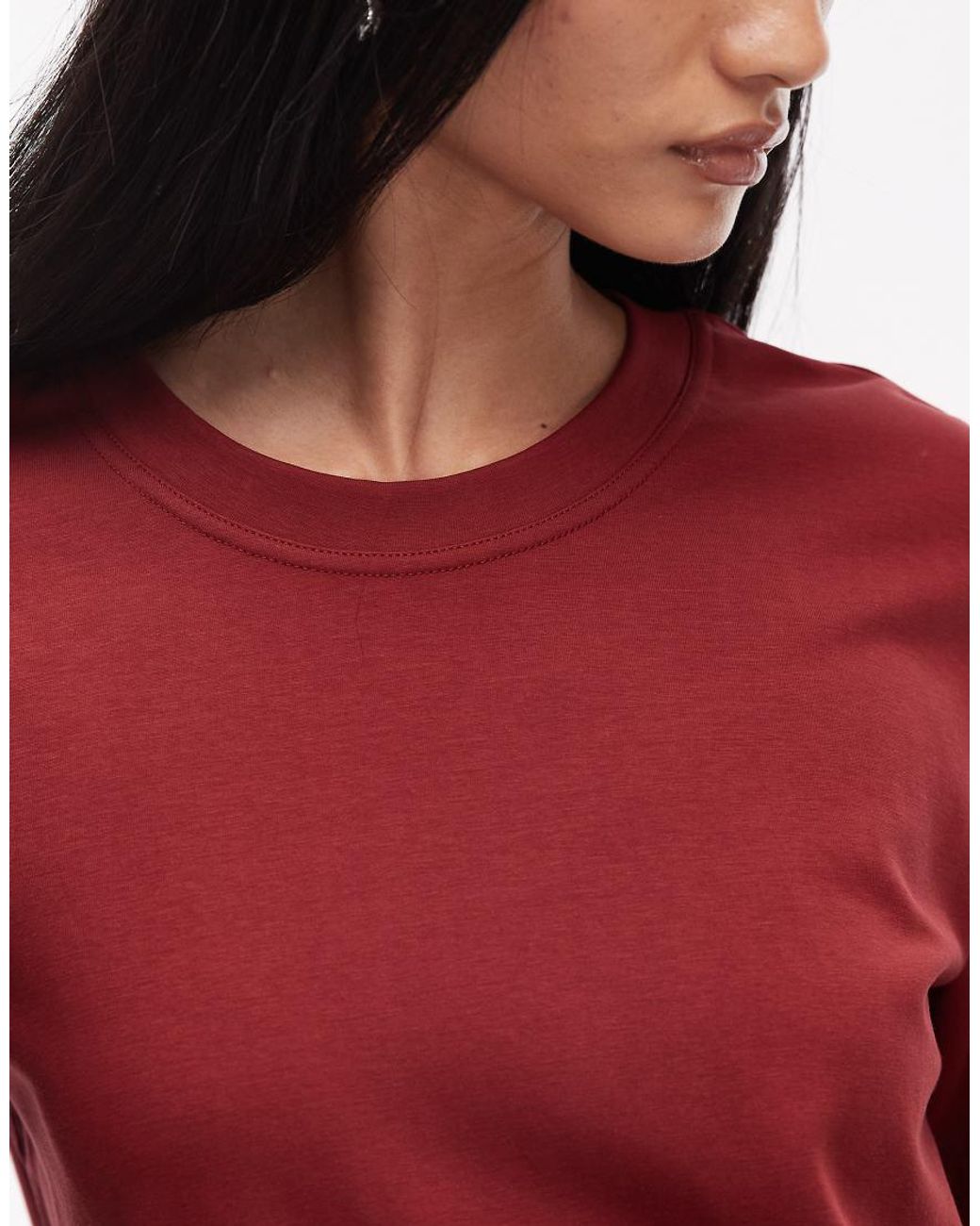 ARKET Red Rich Cotton Stretch Heavyweight Interlock Short Sleeve T-shirt