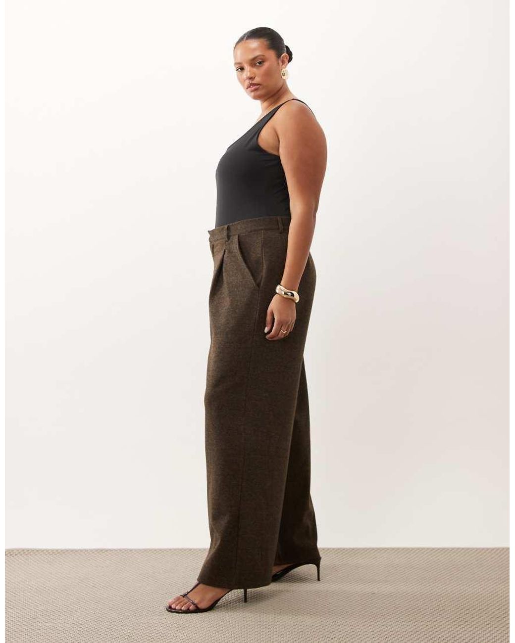 ASOS White Asos Design Curve Brushed Wide Leg Pants