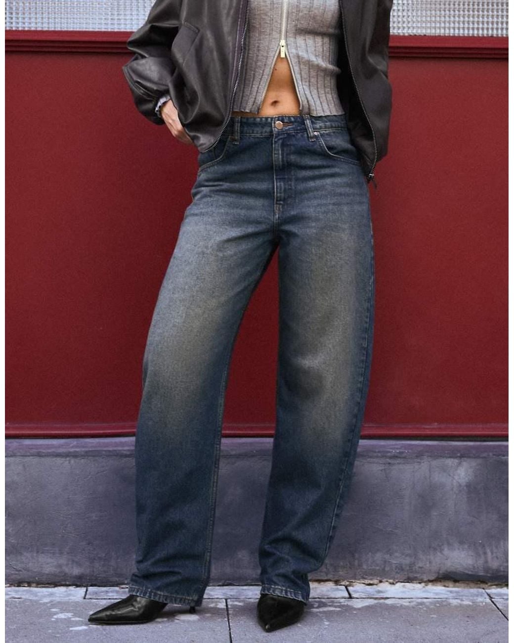 Bershka Red High-waist Loose Fit Jeans
