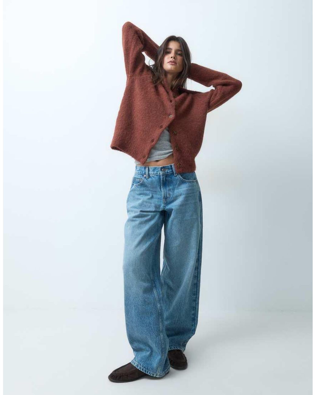ASOS Brown Waisted Collared Cardigan