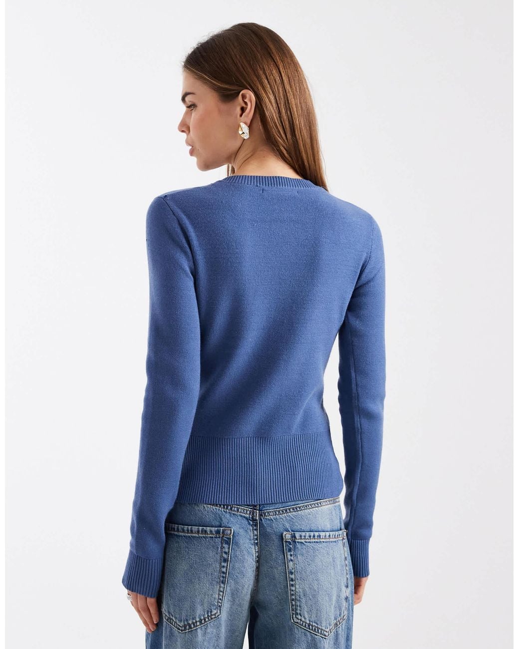Threadbare Blue Crew Neck Cardigan