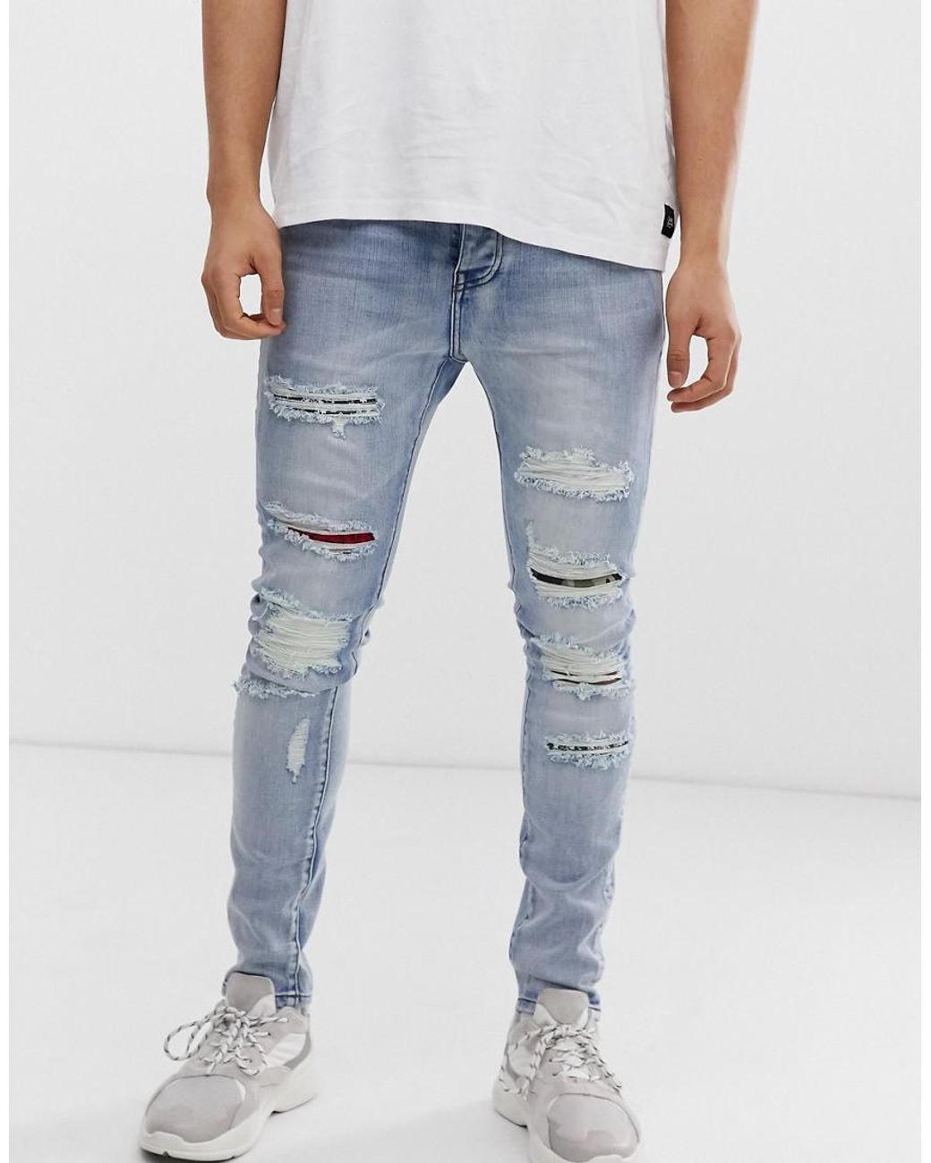 Da Uomo Nuovo Denim Blu Effetto Invecchiato Jean breve