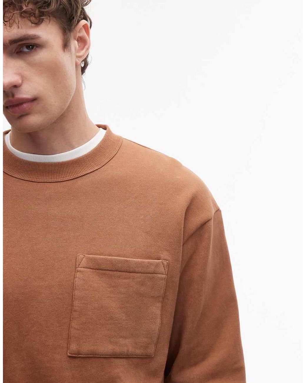 ASOS Brown Relaxed Washed Sweatshirt for men