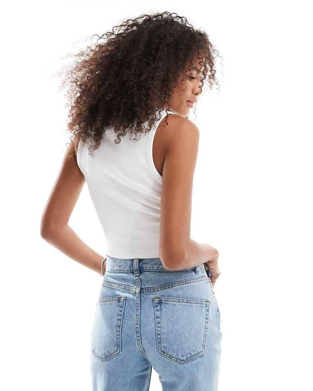 JJXX White Fallon Ribbed Cropped Vest Top