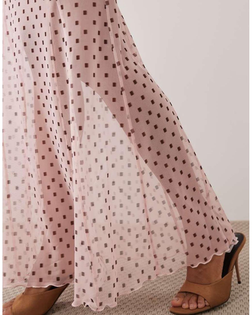 ASOS Pink Co-ord Printed Mesh Maxi Skirt