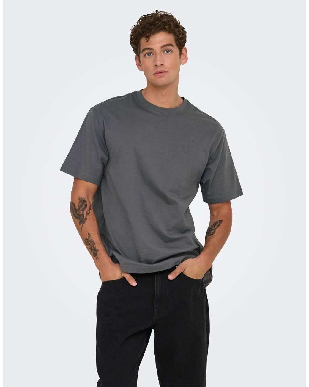 Only & Sons Blue Relaxed Fit T-shirt for men