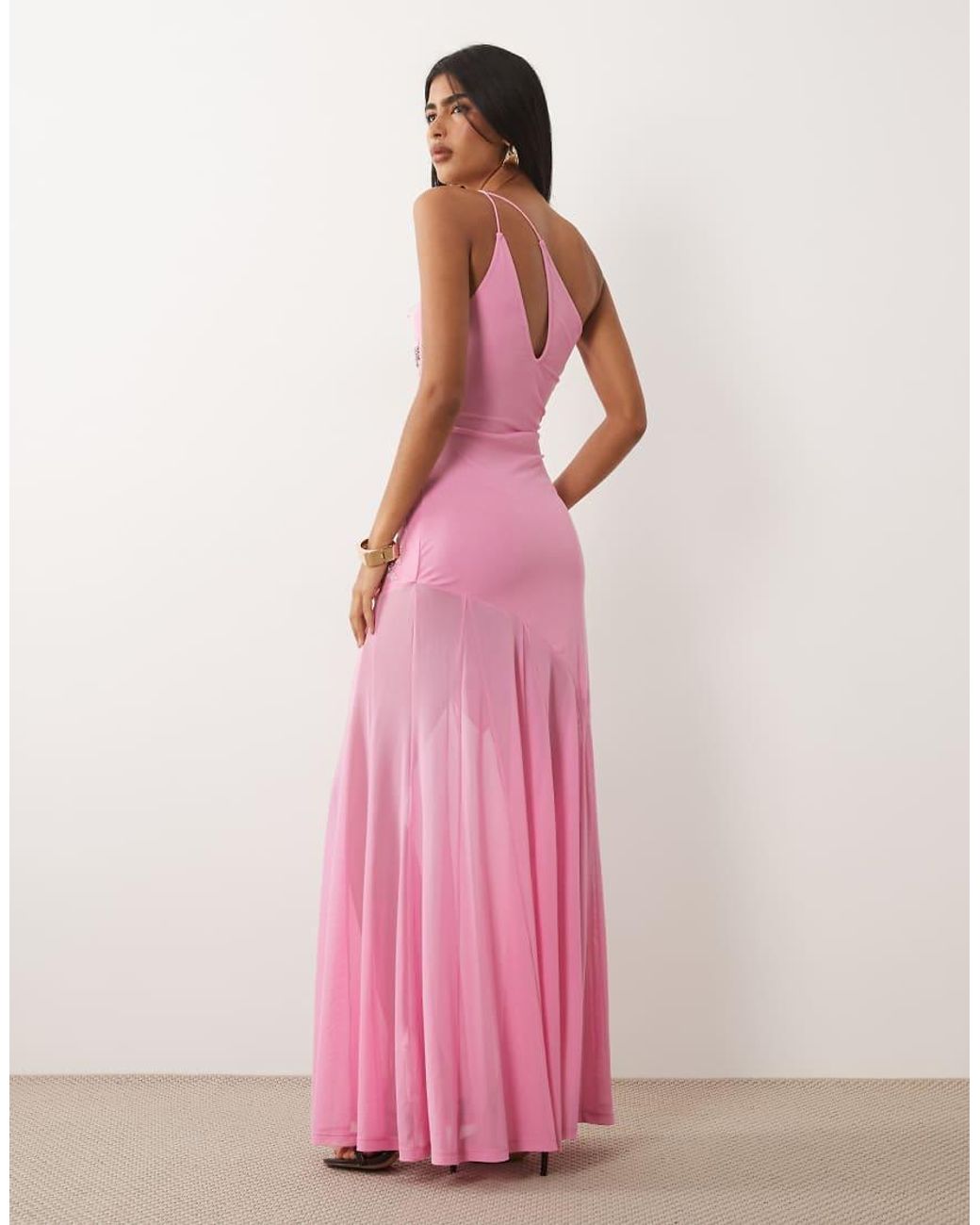 ASOS Pink One Shoulder Embellished Maxi Dress