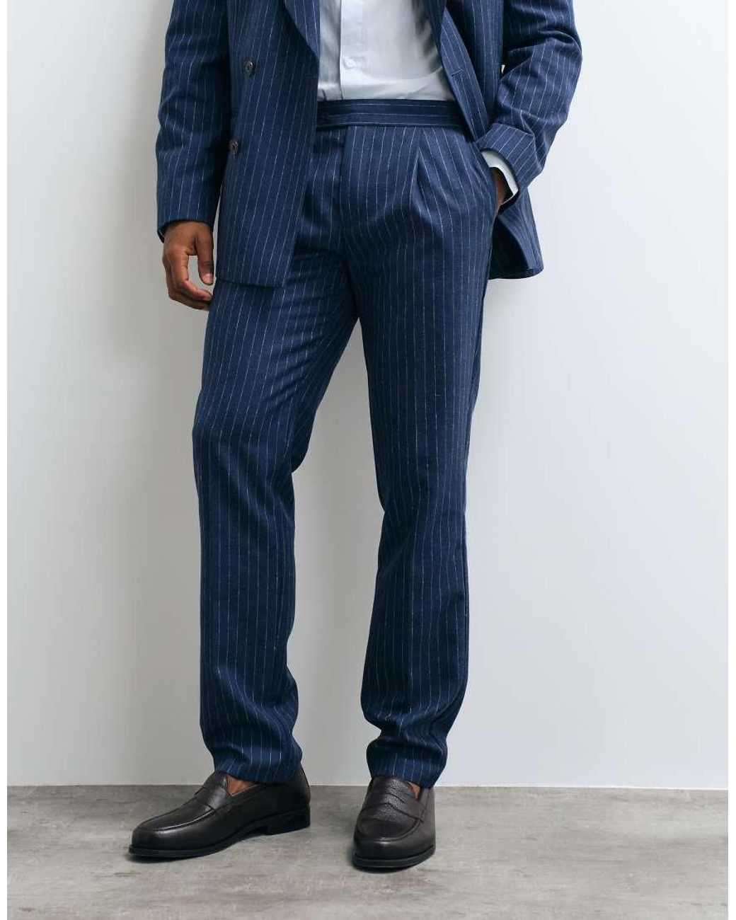 ASOS Blue Slim Suit Trouser With Linen for men